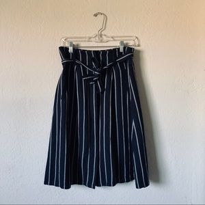 Ann Taylor Button Down Stripped Midi Skirt